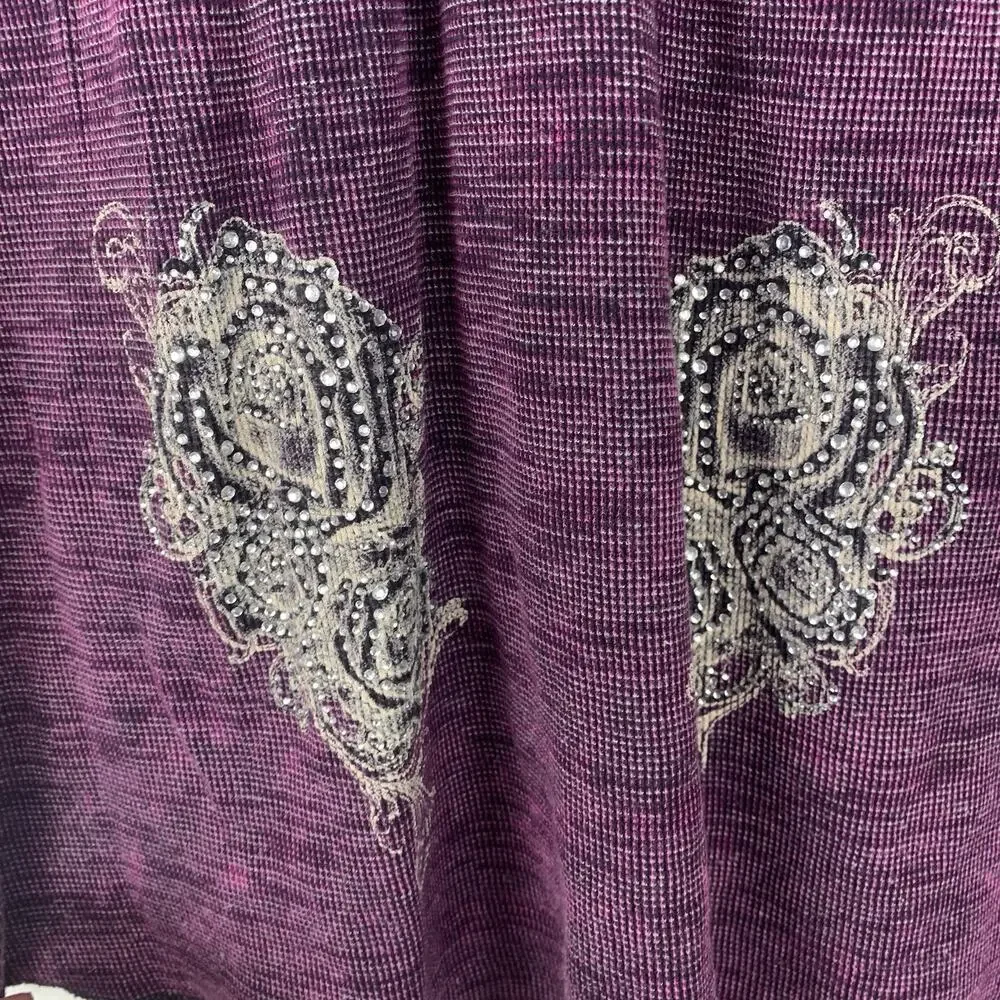 T-Party‎ Shirt Womens Medium Tunic Rhinestone Embellished Top McBling y2k